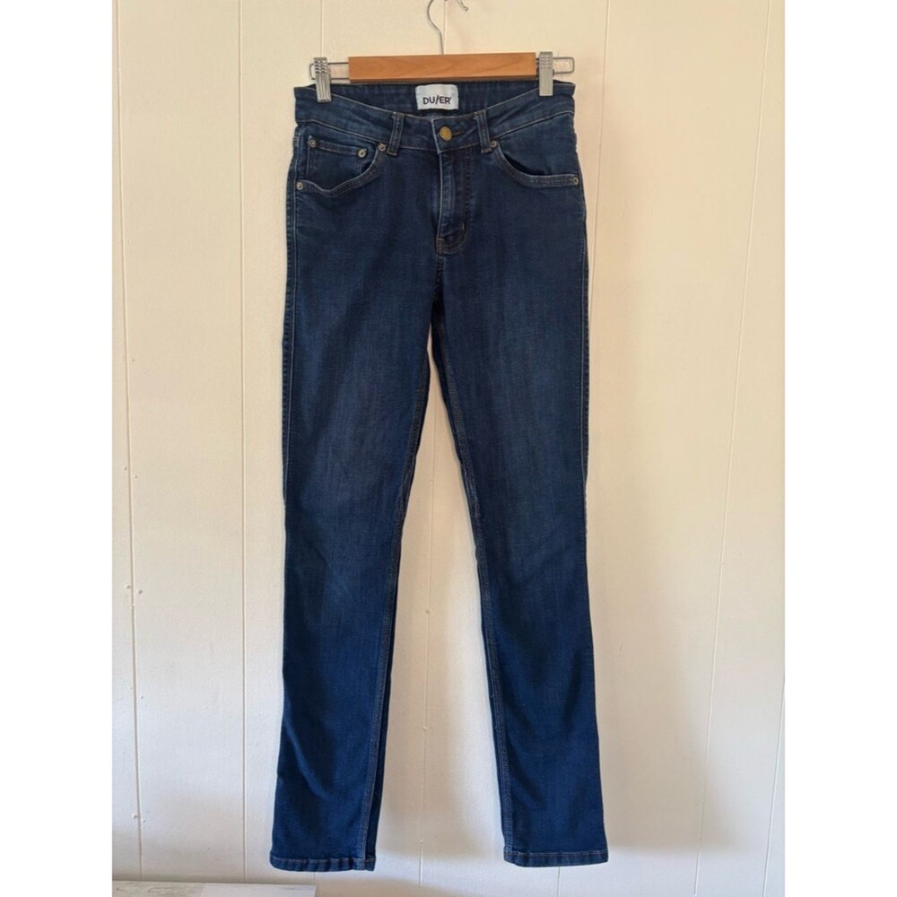 DU/ER Performance Denim Slim Straight Stretch Mid-Rise Blue Skinny Jeans 26 x 30
